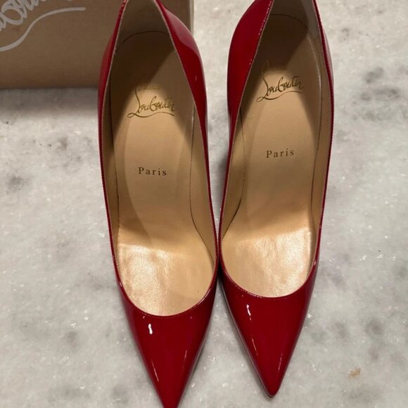 New Christian Louboutin Kate 100 Red Patent Heels w/ Receipt - Picture 3 of 11